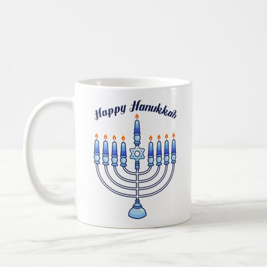 Happy Hanukkah Menorah jüdische Niedliche Kerzen Kaffeetasse (Links)