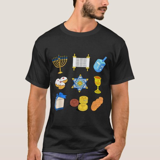 Happy Hanukkah Menorah Jüdische Xmas Chanukah Fami T-Shirt (Vorderseite)