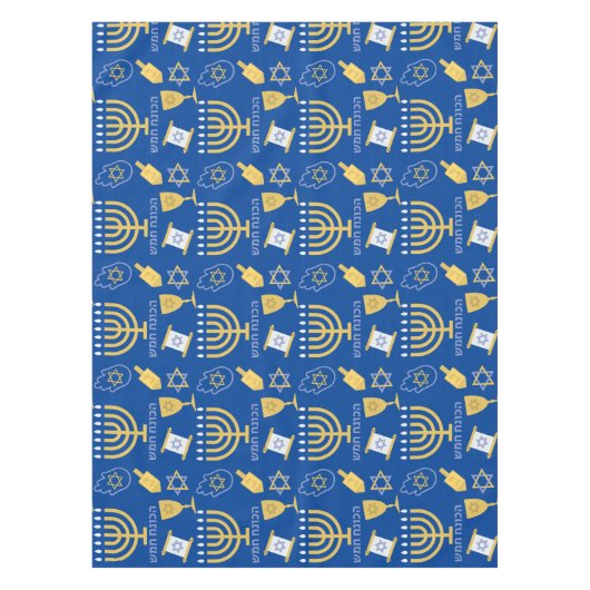 Happy Hanukkah Menorah Jüdisches Urlaubsmuster Tischdecke (Vorderseite)