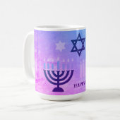 Happy Hanukkah Menorah Kaffeetasse (Vorderseite Links)