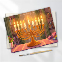 Happy Hanukkah Menorah Kerzen Ölgemälde