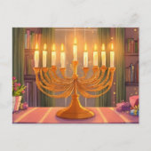 Happy Hanukkah Menorah Kerzen Ölgemälde Postkarte (Vorderseite)