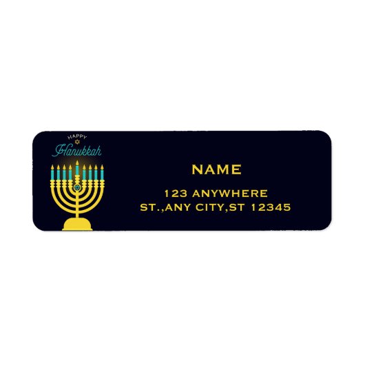 Happy Hanukkah Menorah Label (Vorne)