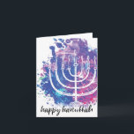 Happy Hanukkah, Menorah, Modern Art-Inspirred Feiertagskarte<br><div class="desc">Modern art-inspirred menorah illustriert: "Happy Hanukkah."</div>
