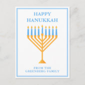 Happy Hanukkah Menorah Niedlich Personalisiert Postkarte (Vorderseite)
