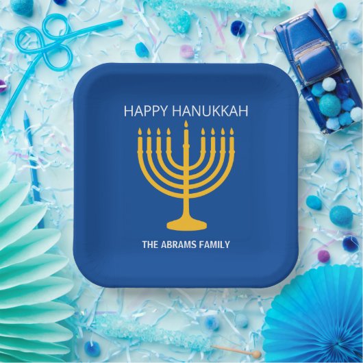 Happy Hanukkah Menorah Pappteller (Party)
