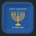 Happy Hanukkah Menorah Pappteller<br><div class="desc">Happy Hanukkah Menorah Paper Teller</div>