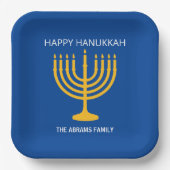 Happy Hanukkah Menorah Pappteller (Vorderseite)