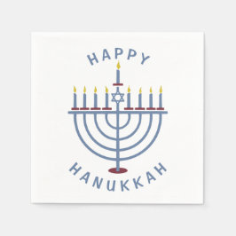 Happy Hanukkah Menorah Party Paper Serviette