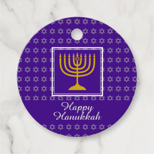HAPPY HANUKKAH Menorah Personalisiert Lila Geschenkanhänger
