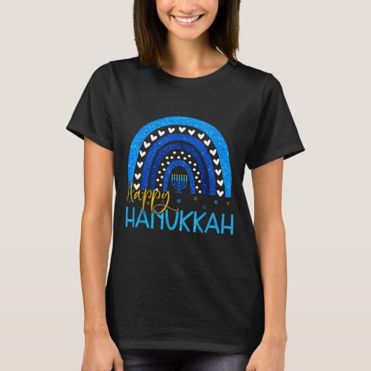 Happy Hanukkah Menorah Rainbow Jewish Gift Women K T-Shirt (Vorderseite)