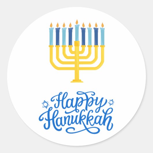 Happy Hanukkah Menorah Runder Aufkleber (Vorderseite)