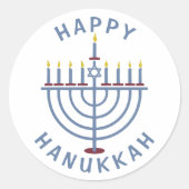 Happy Hanukkah Menorah Runder Aufkleber (Vorderseite)
