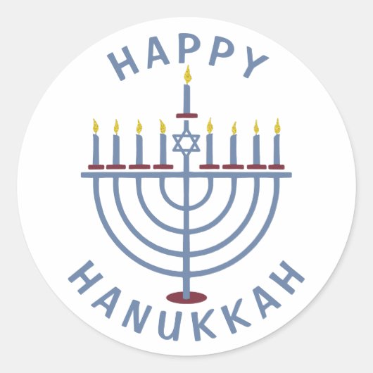 Happy Hanukkah Menorah Runder Aufkleber (Vorderseite)
