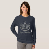 Happy Hanukkah Menorah - Silver Gray T-Shirt (Vorne ganz)