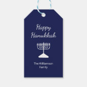 Happy Hanukkah Menorah Simple Blue Geschenkanhänger (Vorderseite)