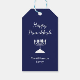 Happy Hanukkah Menorah Simple Blue Geschenkanhänger