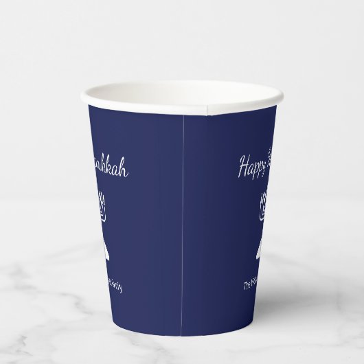 Happy Hanukkah Menorah Simple Blue Pappbecher (Rechts)