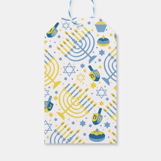 Happy Hanukkah Menorah Stars Festival Geschenkanhänger (Rückseite)