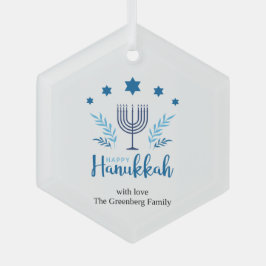Happy Hanukkah Menorah Stars Festival Ornament Aus Glas