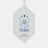 Happy Hanukkah Menorah Stars Festival Ornament Aus Glas (Vorderseite Rechts)