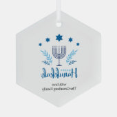 Happy Hanukkah Menorah Stars Festival Ornament Aus Glas (Rückseite)