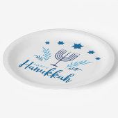 Happy Hanukkah Menorah Stars Pappteller (Schrägansicht)