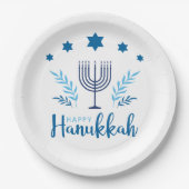Happy Hanukkah Menorah Stars Pappteller (Vorderseite)