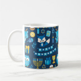 Happy Hanukkah Menorah Sufganiyot Niedlich Owl Gif Kaffeetasse
