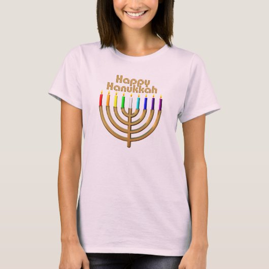 Happy Hanukkah Menorah T-Shirt (Vorderseite)