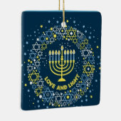 Happy Hanukkah Menorah und Dreidels Keramik Orname Keramikornament (Rechts)
