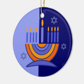 Happy Hanukkah. Menorah und Dreidels Keramik Ornament (Links)