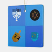 Happy Hanukkah Menorah und Dreidels Keramikornament (Links)