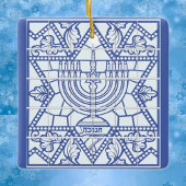 Happy Hanukkah Menorah und Star von David Keramikornament