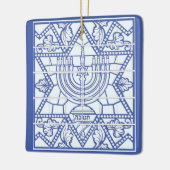 Happy Hanukkah Menorah und Star von David Keramikornament (Links)