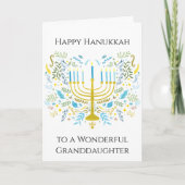 Happy Hanukkah Menorah with Flowers Granddaughter  Karte (Vorderseite)