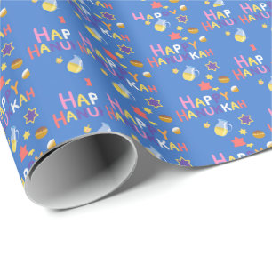 Happy Hanukkah Menorah Wrapping Paper Geschenkpapier