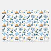 Happy Hanukkah Menorah Wrapping Paper Set 3 Geschenkpapier Set (Vorderseite)
