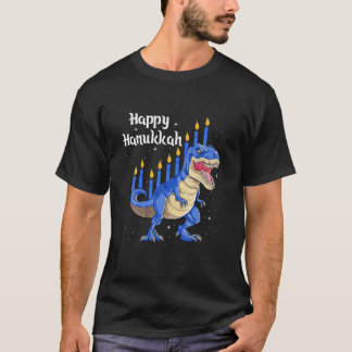 Happy Hanukkah Menorasaurus Rex Dinosaur Menorah C T-Shirt