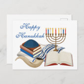 Happy Hanukkah Menorha Postkarte (Vorne/Hinten)