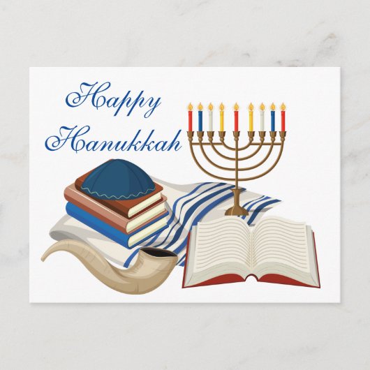 Happy Hanukkah Menorha Postkarte (Vorderseite)
