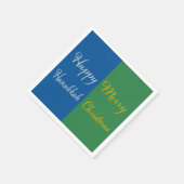Happy Hanukkah Merry Christmas Dual Holiday Design Serviette (Ecke)