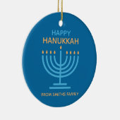 Happy Hanukkah Minimalist Blue Family Photo Keramik Ornament (Rechts)