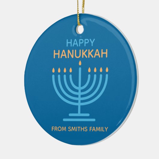 Happy Hanukkah Minimalist Blue Family Photo Keramik Ornament (Links)