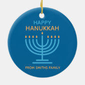 Happy Hanukkah Minimalist Blue Family Photo Keramik Ornament (Hinten)