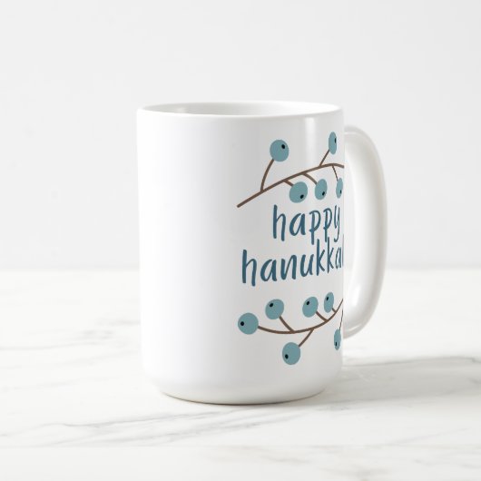 Happy Hanukkah mit Berry Branches Kaffeetasse (VorderseiteRechts)