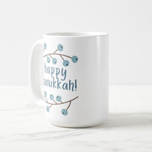 Happy Hanukkah mit Berry Branches Kaffeetasse (Vorderseite Links)