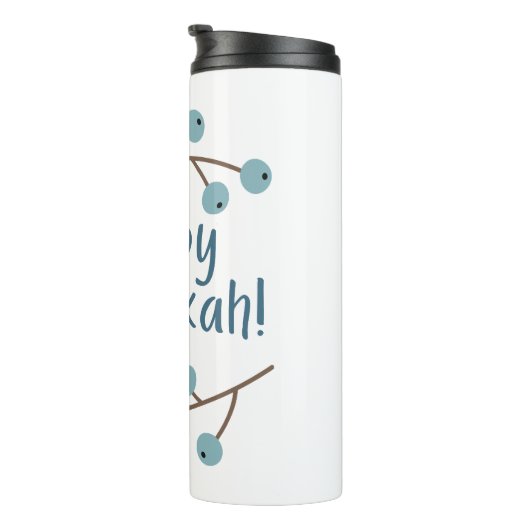 Happy Hanukkah mit Berry Branches Thermosbecher (Nach rechts gedreht)
