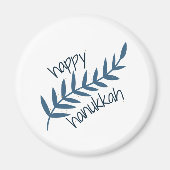 Happy Hanukkah (mit blauen Blätter) Magnet (Vorne)