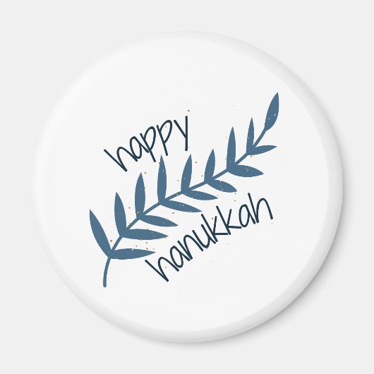 Happy Hanukkah (mit blauen Blätter) Magnet (Vorne)
